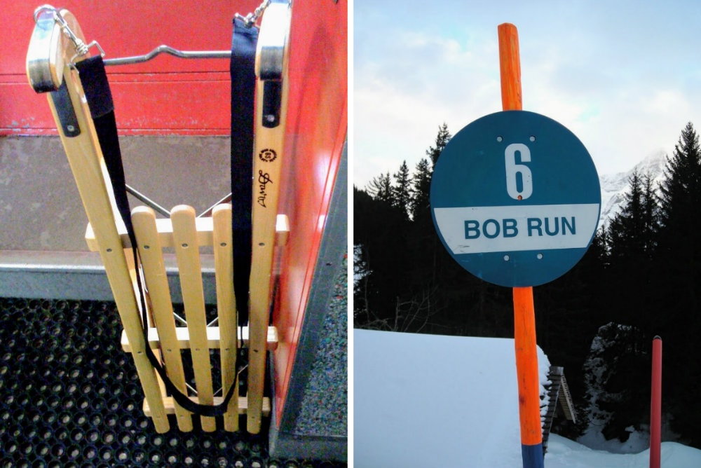 My preferred sledge of choice and a sign indicating the start of the Bob-run