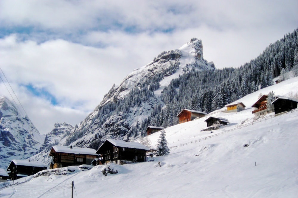 Gimmelwald sits in a secluded spot surrounded by beautiful mountain peaks