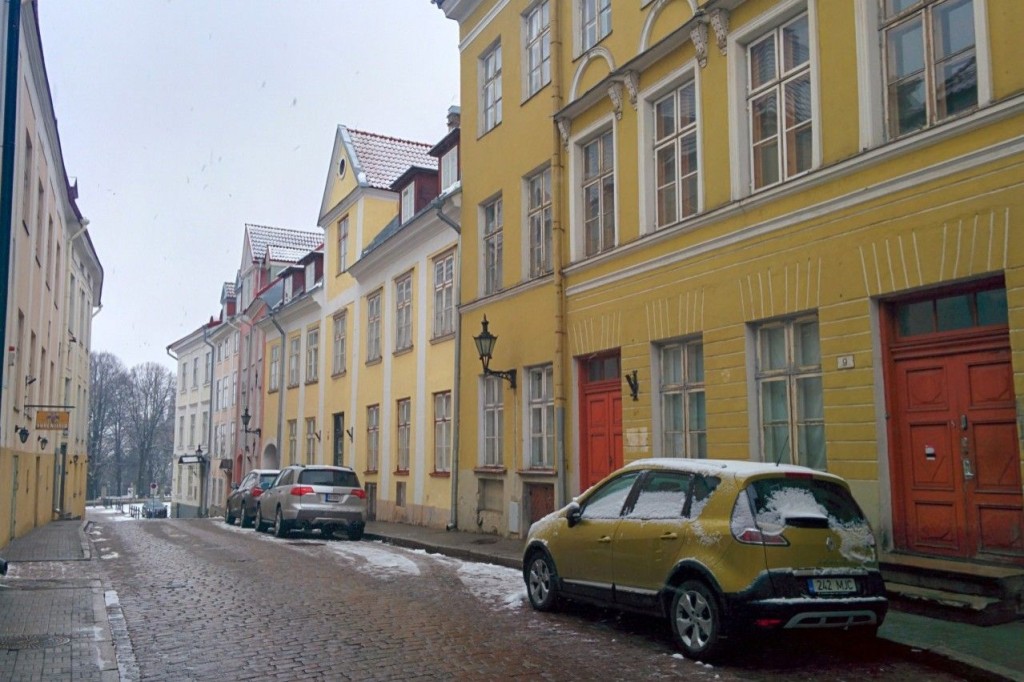 Pretty yellow buildings in Tallinn, Estonia