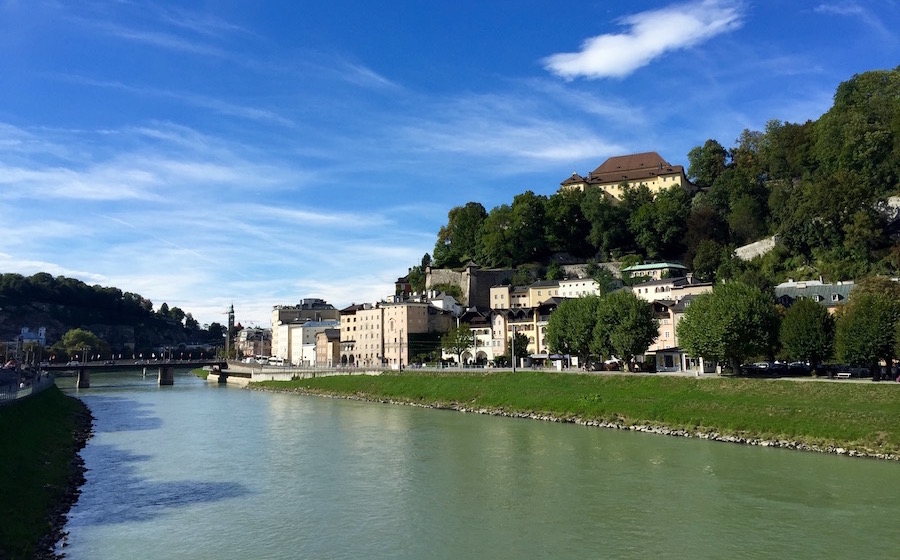 The River Salzach flows briskly through the centre of Salzburg