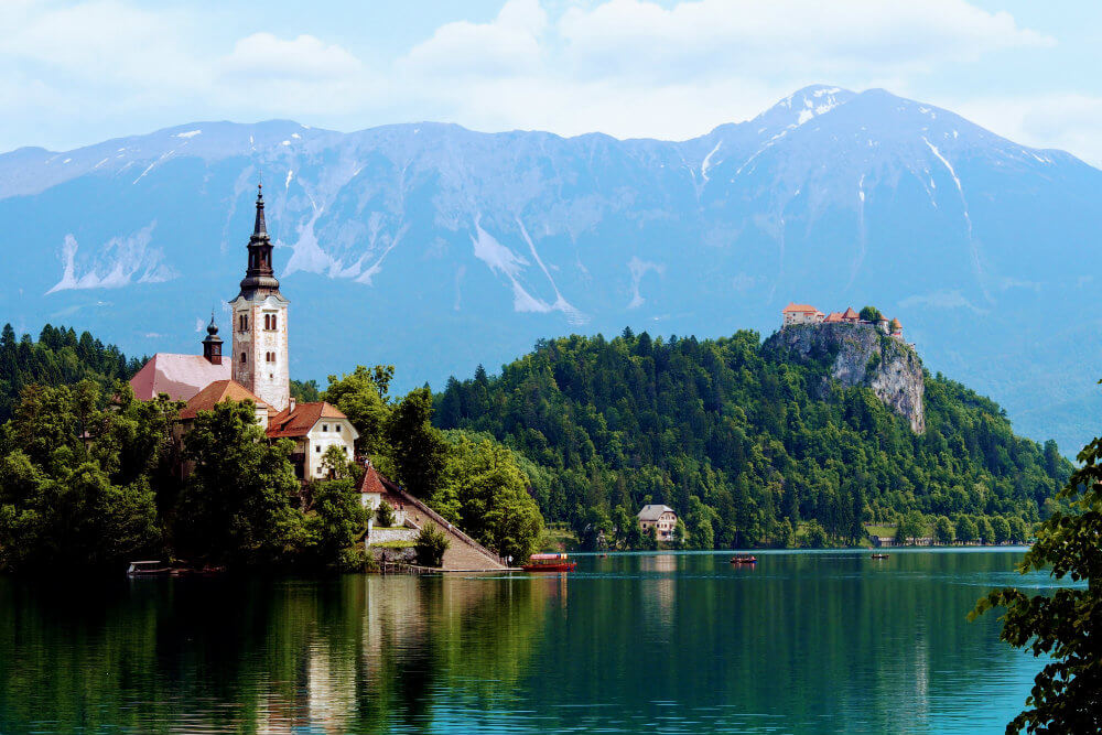 The Pilgrimage Church of the Assumption of Mary on the island of Lake Bled, Slovenia