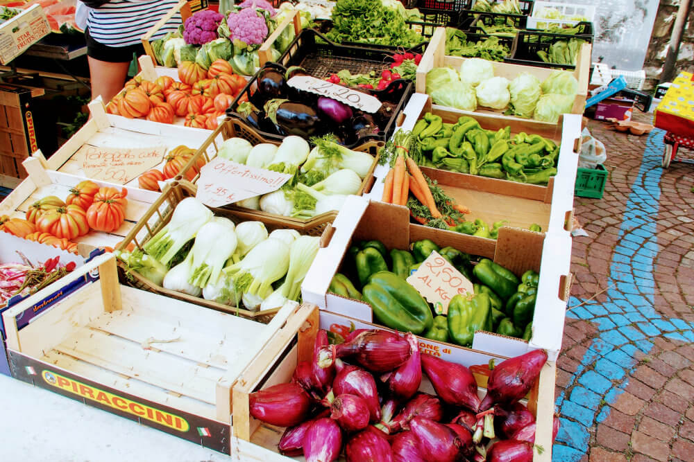 Fresh, locally-grown produce at Argegno's weekly food market