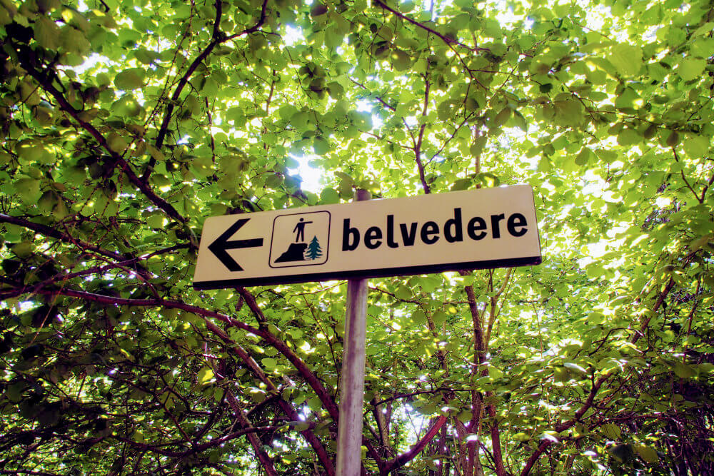Belvedere: Follow the signposts through pretty woodland towards the viewpoint