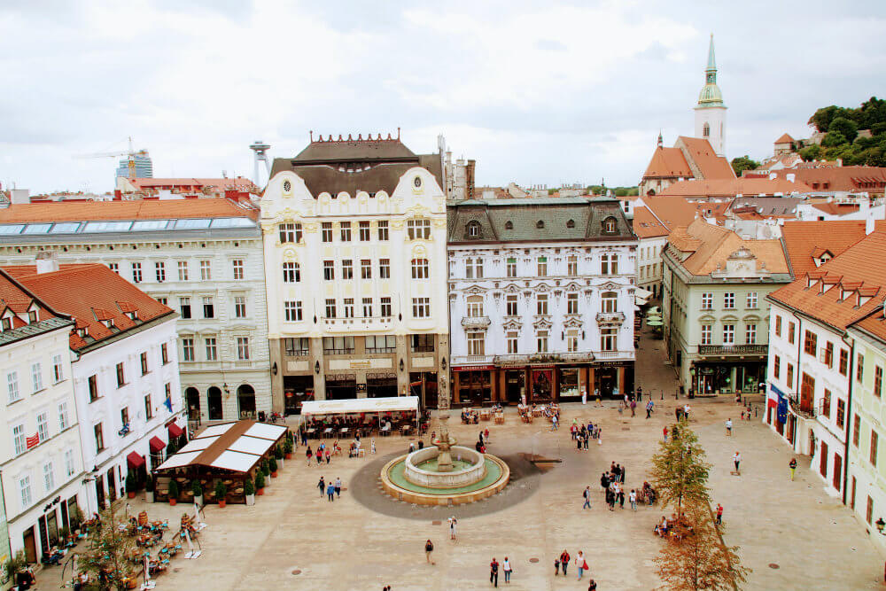 The beautifully preserved Main Square in Bratislava, Slovakia makes it to our list of Instagrammable locations
