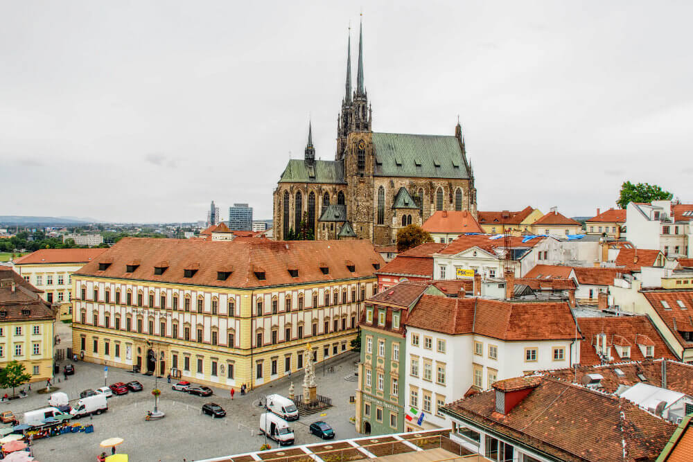 The Cathedral of St Peter and Paul looms over Brno's city centre