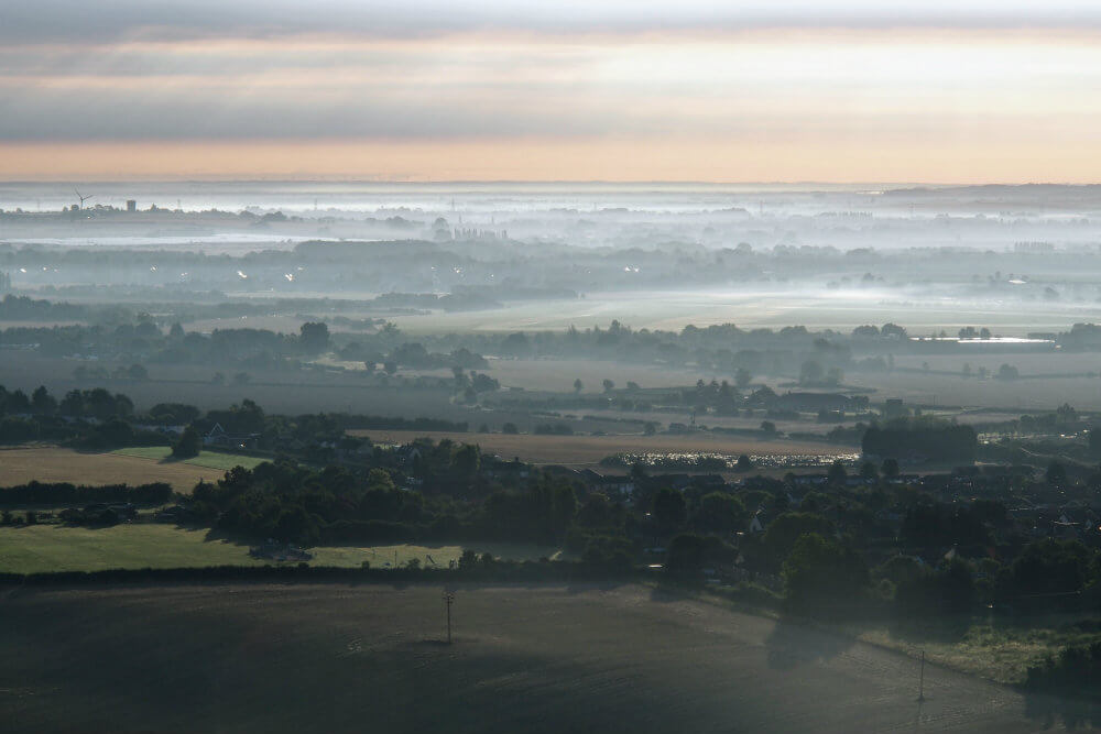 A hazy morning over rural Hertfordshire