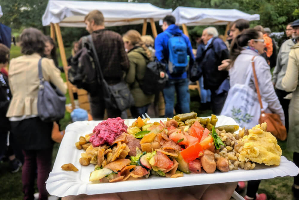 Vegan street food at a world music event in Koliště Park, Brno