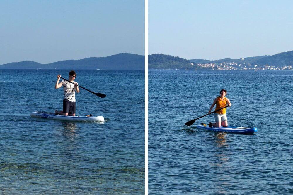 We get to know our paddleboards by initially kneeling