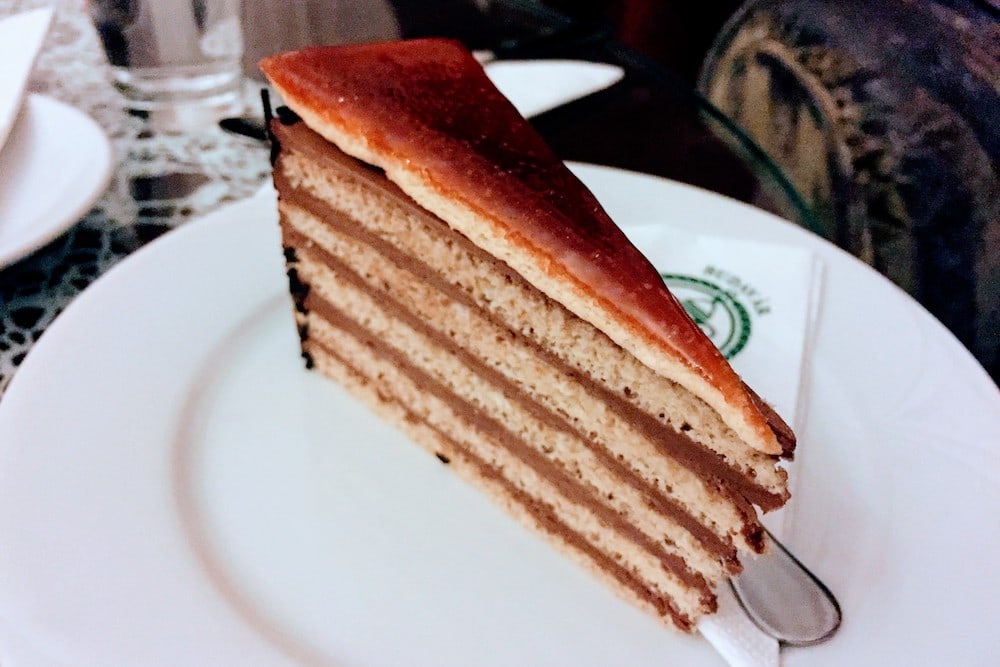 When in Budapest, a slice of Dobostorta is an absolute must!