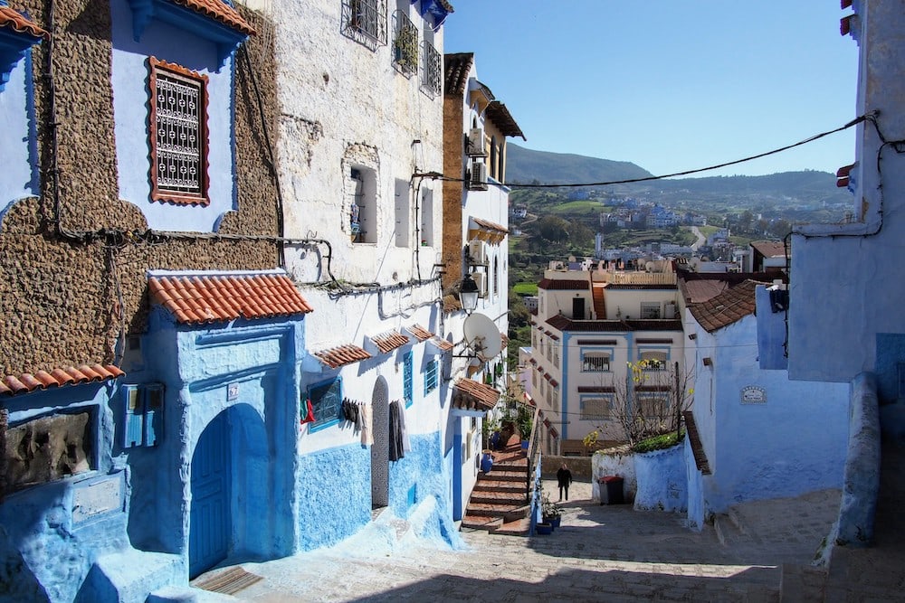 A typical scene in Chefchaouen, Morocco