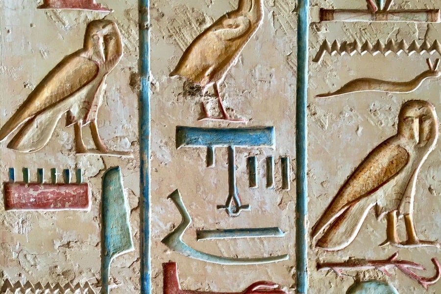 Tablet with hieroglyphs