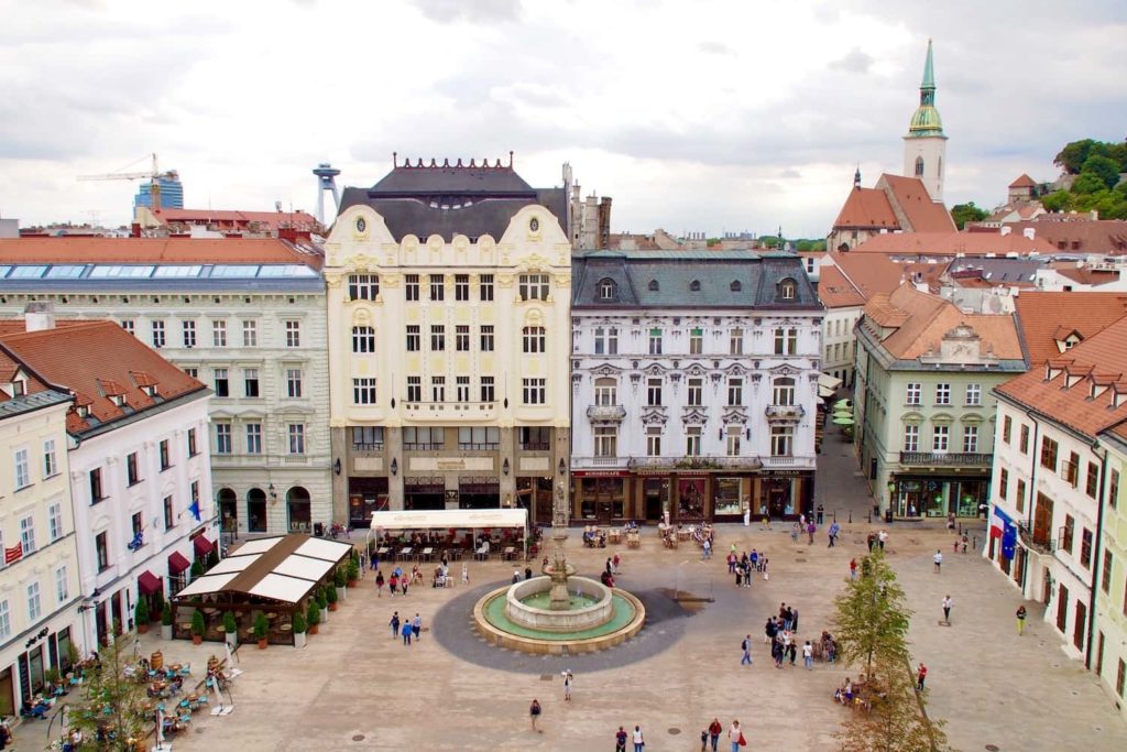 Hlavné námestie, literally 'Main Square' in Bratislava, Slovakia