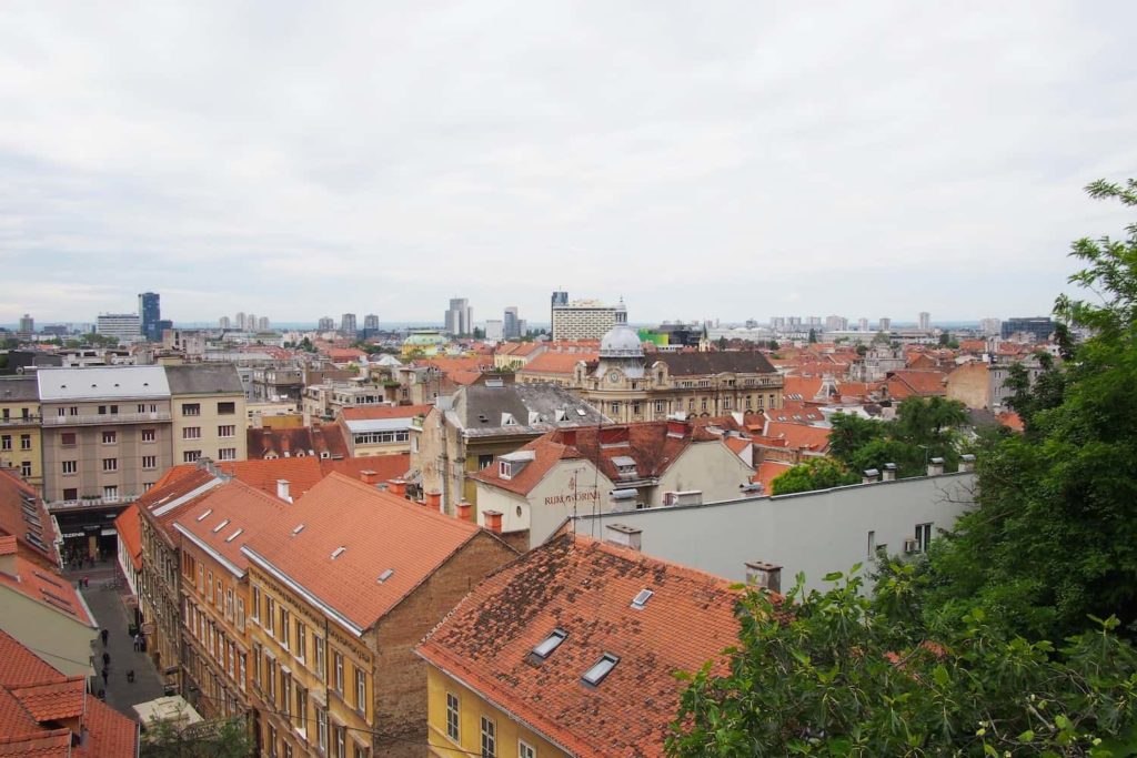 Zagreb's lower town as viewed from the upper funicular station.