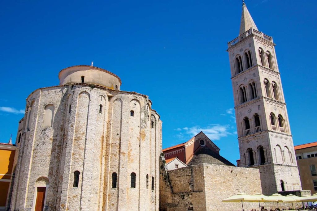The distinctive Church of St Donatus sits right alongside the bell tower of the Cathedral of St. Anastasia