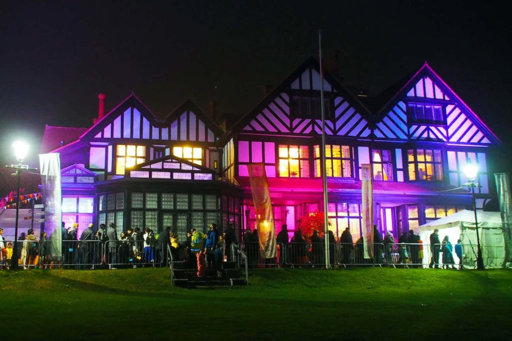 Bhaktivedanta Manor is lit up during Diwali celebrations