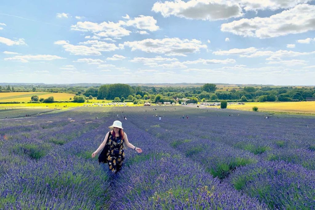 Jade wanders through the lavender fields during a visit in 2020