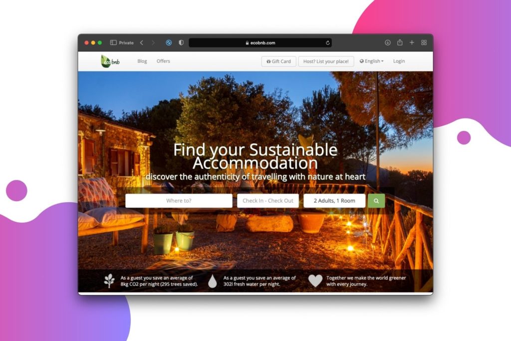 Find eco holiday homes with Ecobnb