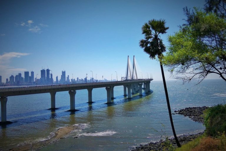 A bridge leads to the CBD in Mumbai, India