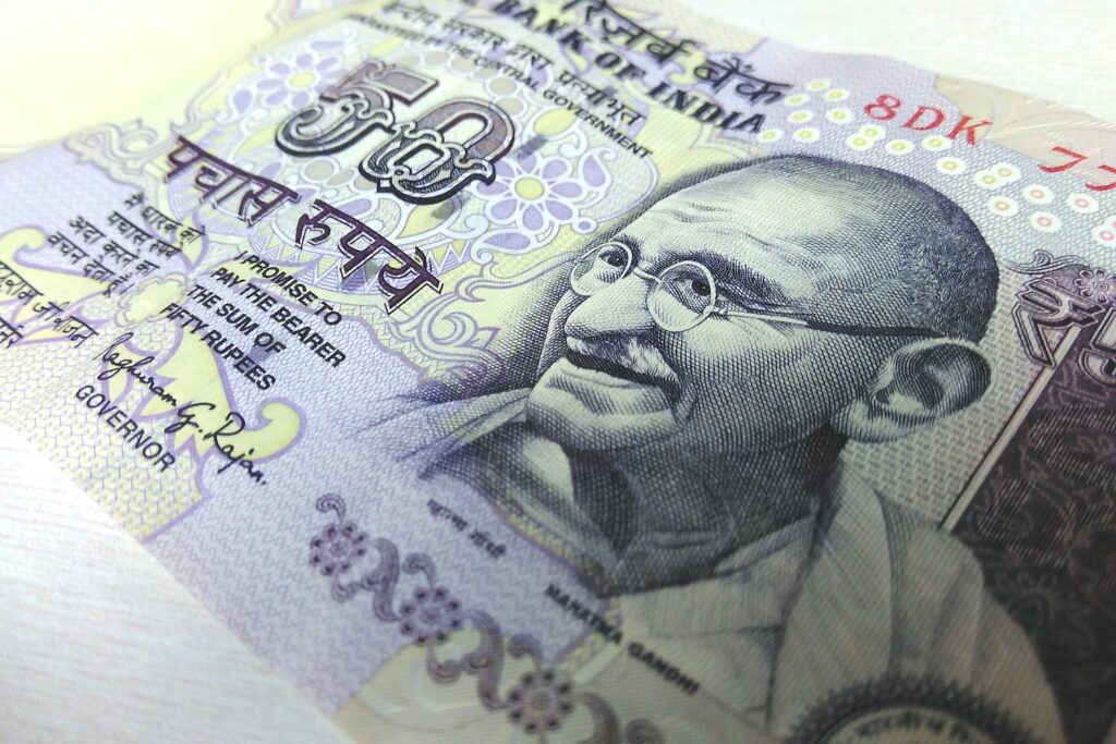 A 50 Indian Rupee bank note