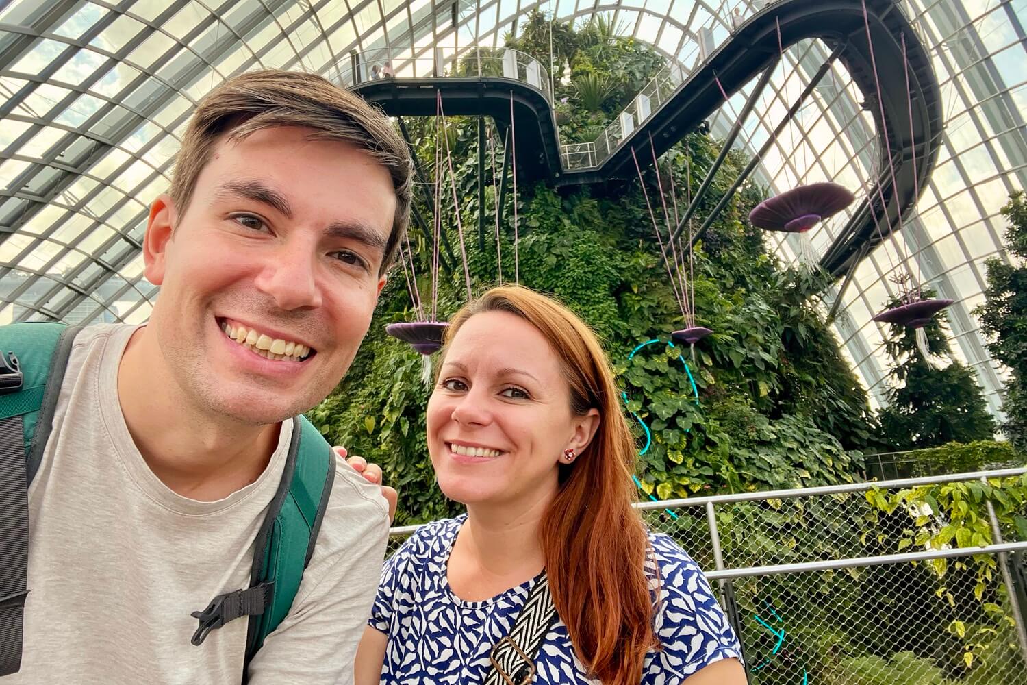 Matt and Jade pose for a selfie in Singapore’s Cloud Forest Dome.