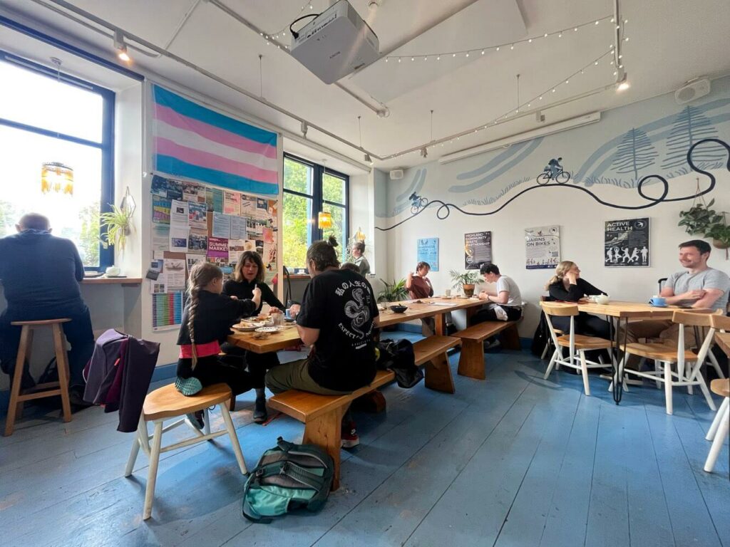 The interior of Velocity, a social enterprise cafe in Inverness