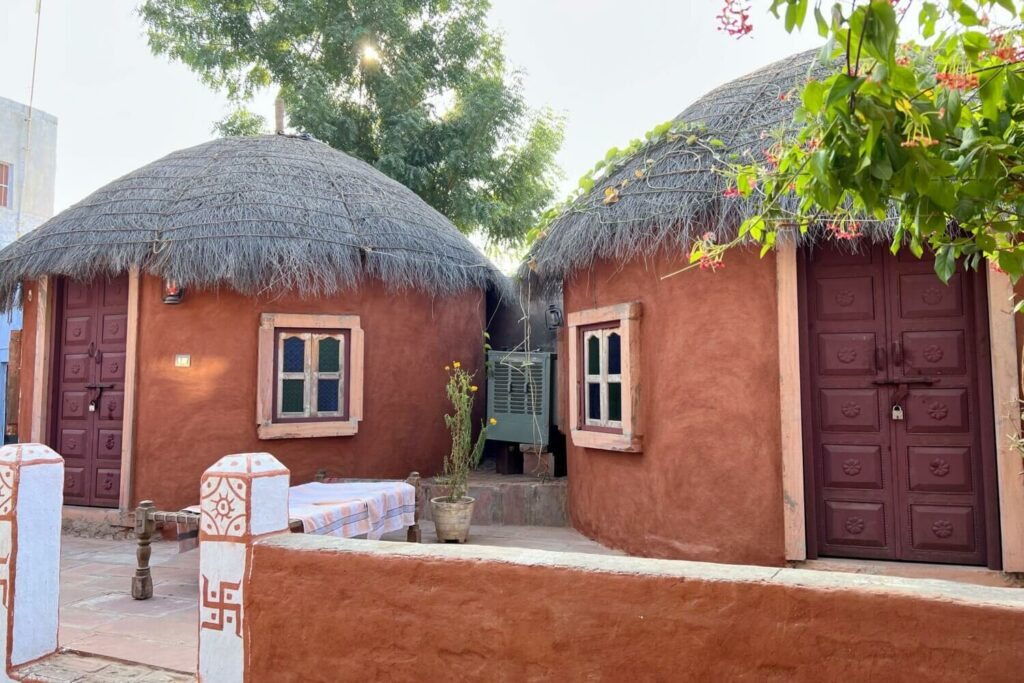 Cute and cosy accommodation huts at Chhotaram Prajapat's Homestay in Salawas, India