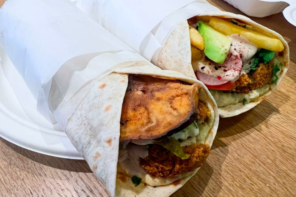 Two delicious falafel wraps served at King Falafel in Oslo, Norway
