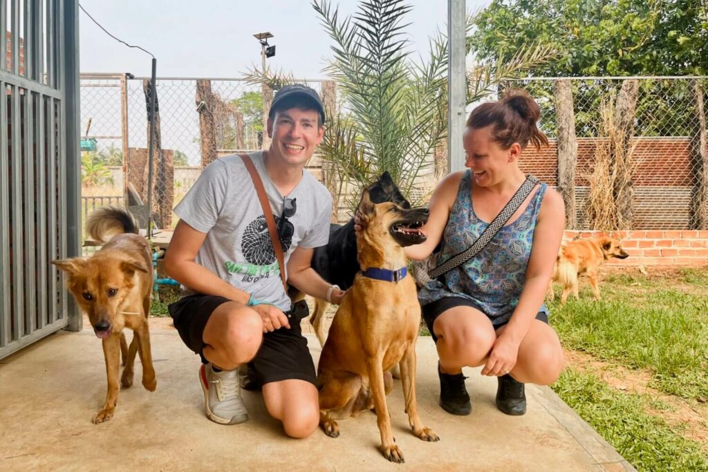 Matt & Jade at a dog rescue centre in Siem Reap, Cambodia